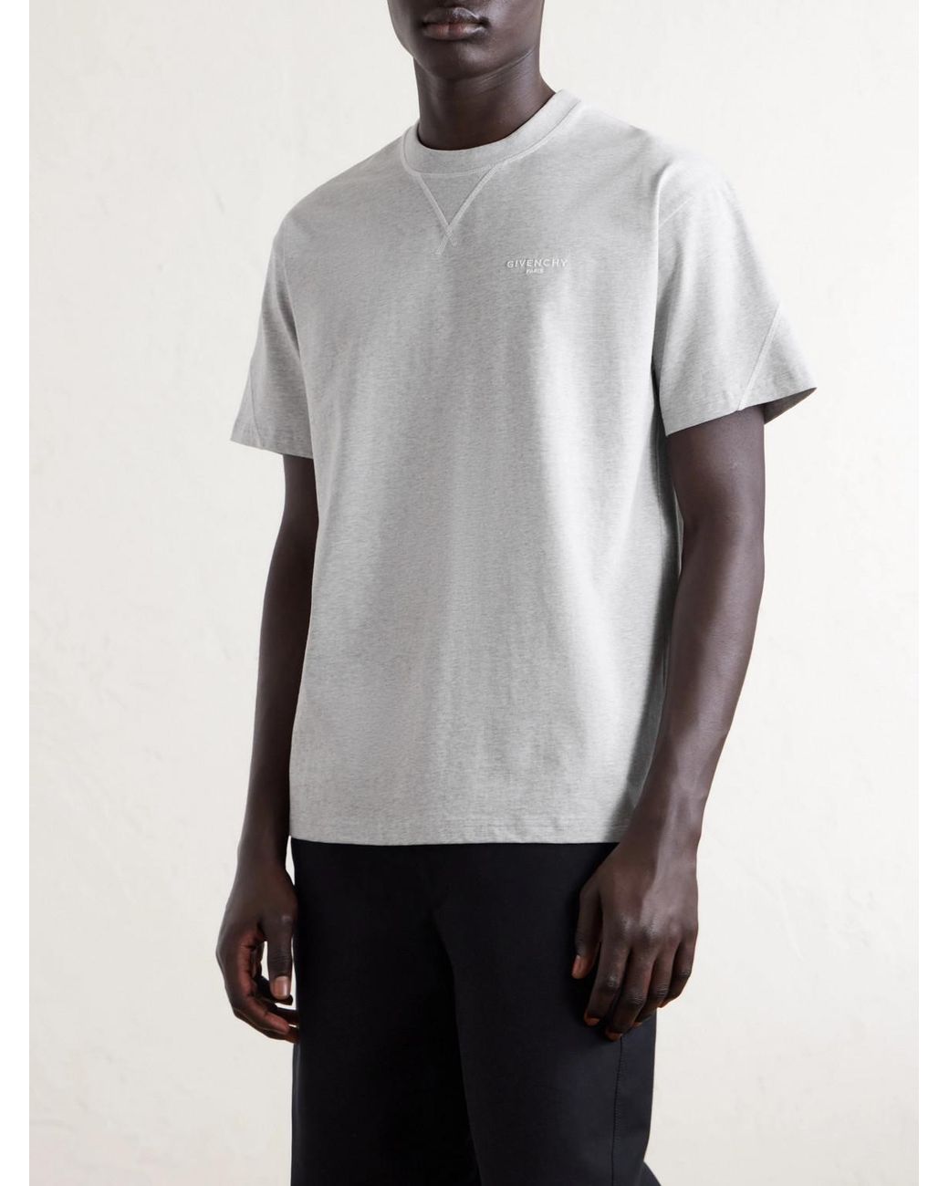 Givenchy White Logo-Embroidered Cotton-Jersey T-Shirt for men