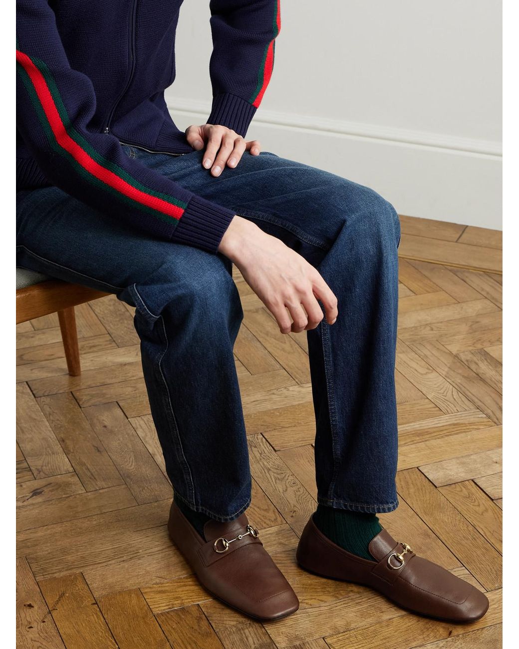 Gucci Brown Edgar Horsebit-Embellished Leather Loafers for men