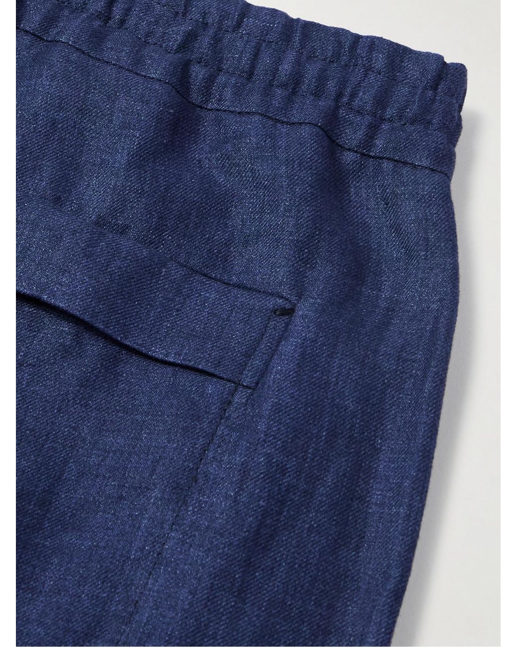 Zegna Blue Straight-Leg Oasi Linen Shorts for men