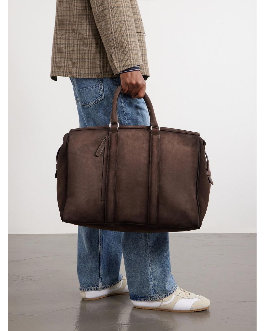 Officine Creative Brown Quentin 009 Suede Weekend Bag for men