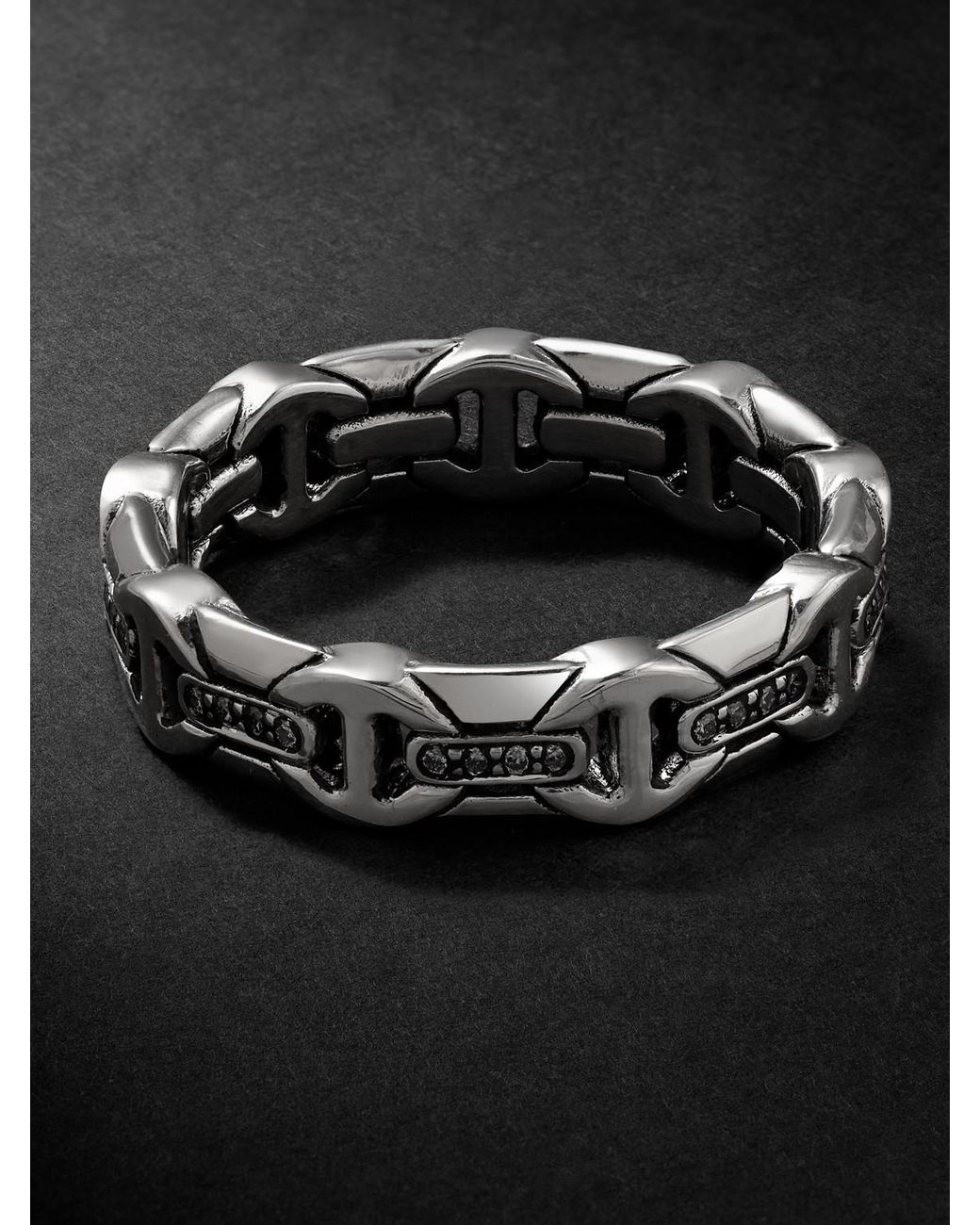 Hoorsenbuhs Black Wall Dame Sterling Diamond Ring for men