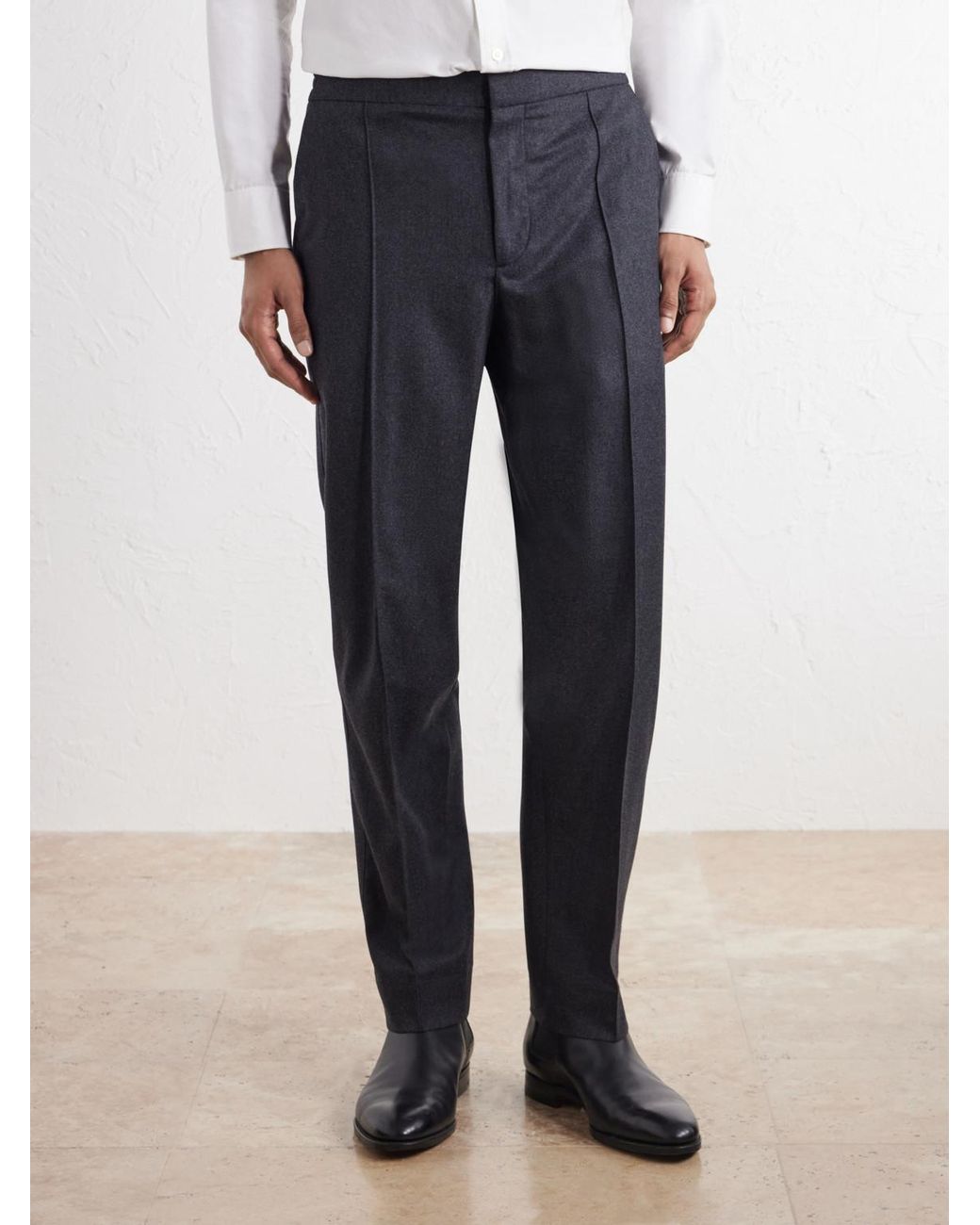 Zegna Blue Straight-Leg Wool, Cashmere And Silk-Blend Trousers for men