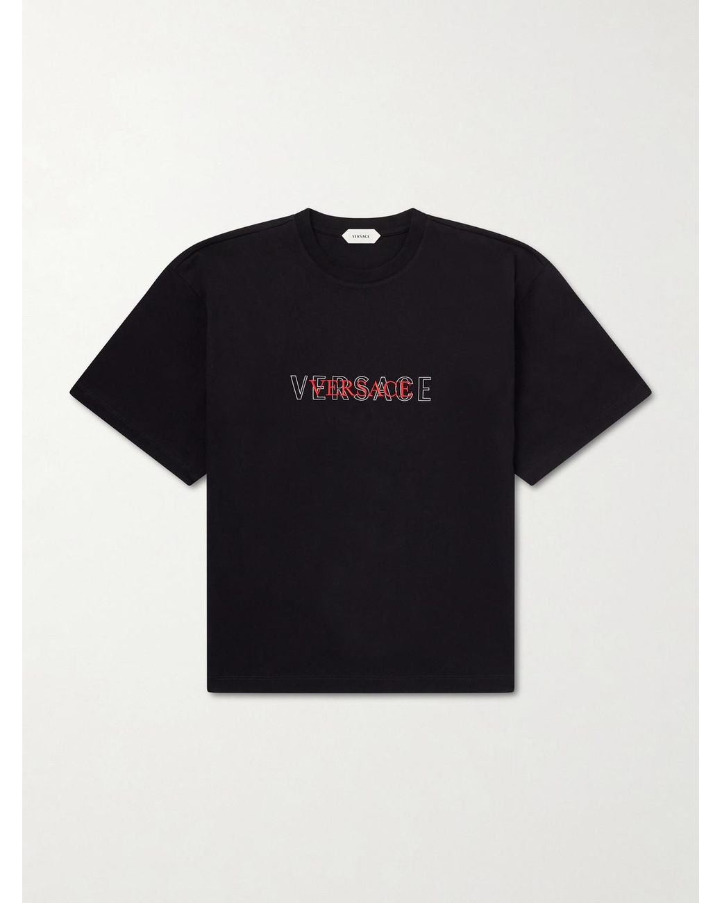 Versace Blue Logo-Detailed Cotton-Jersey T-Shirt for men