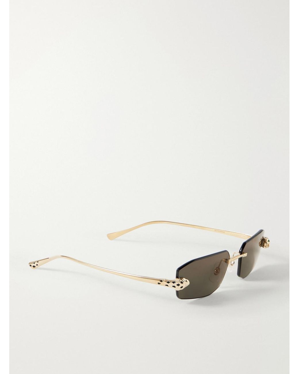 Cartier Metallic Panthère De Cartier Rimless Square-Frame-Tone Metal Sunglasses for men