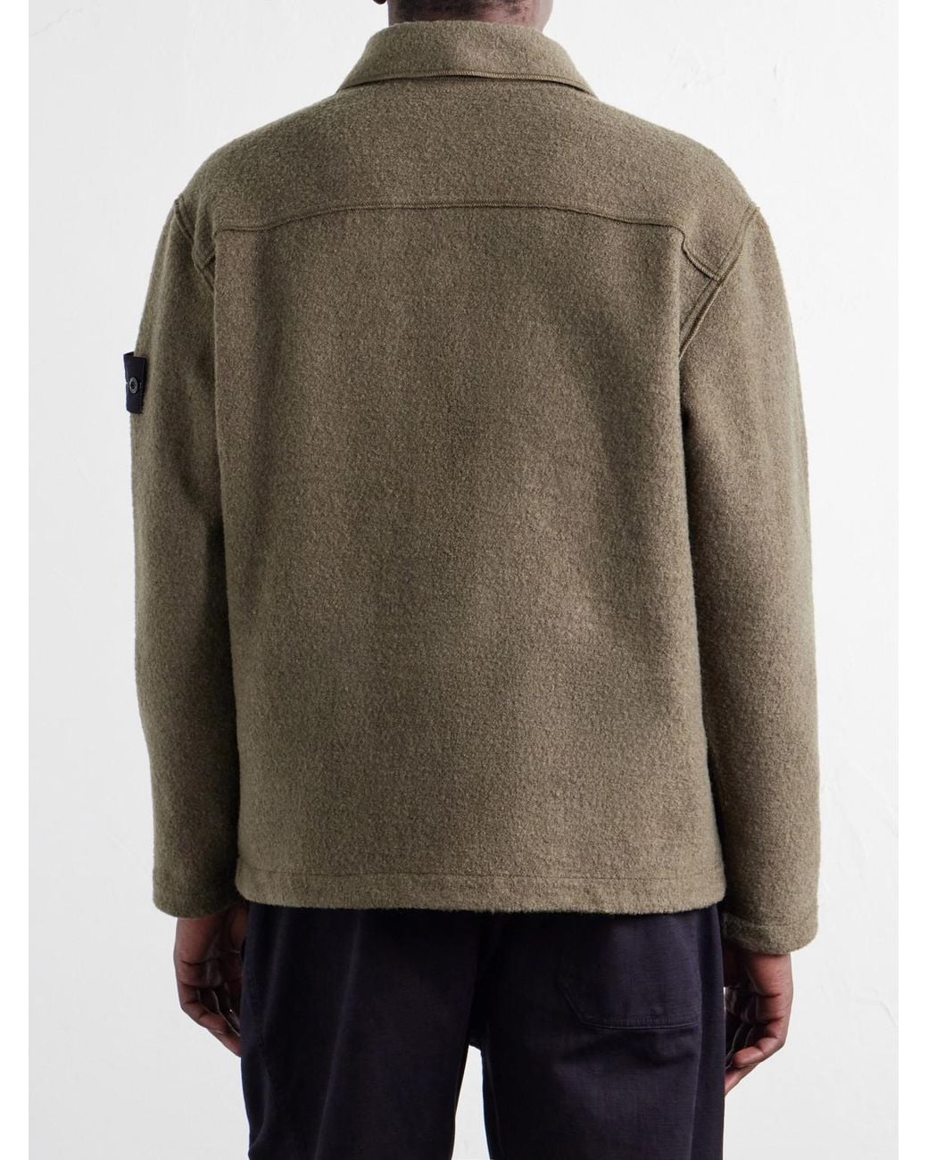 Stone Island Green Micro Bouclé Overshirt for men