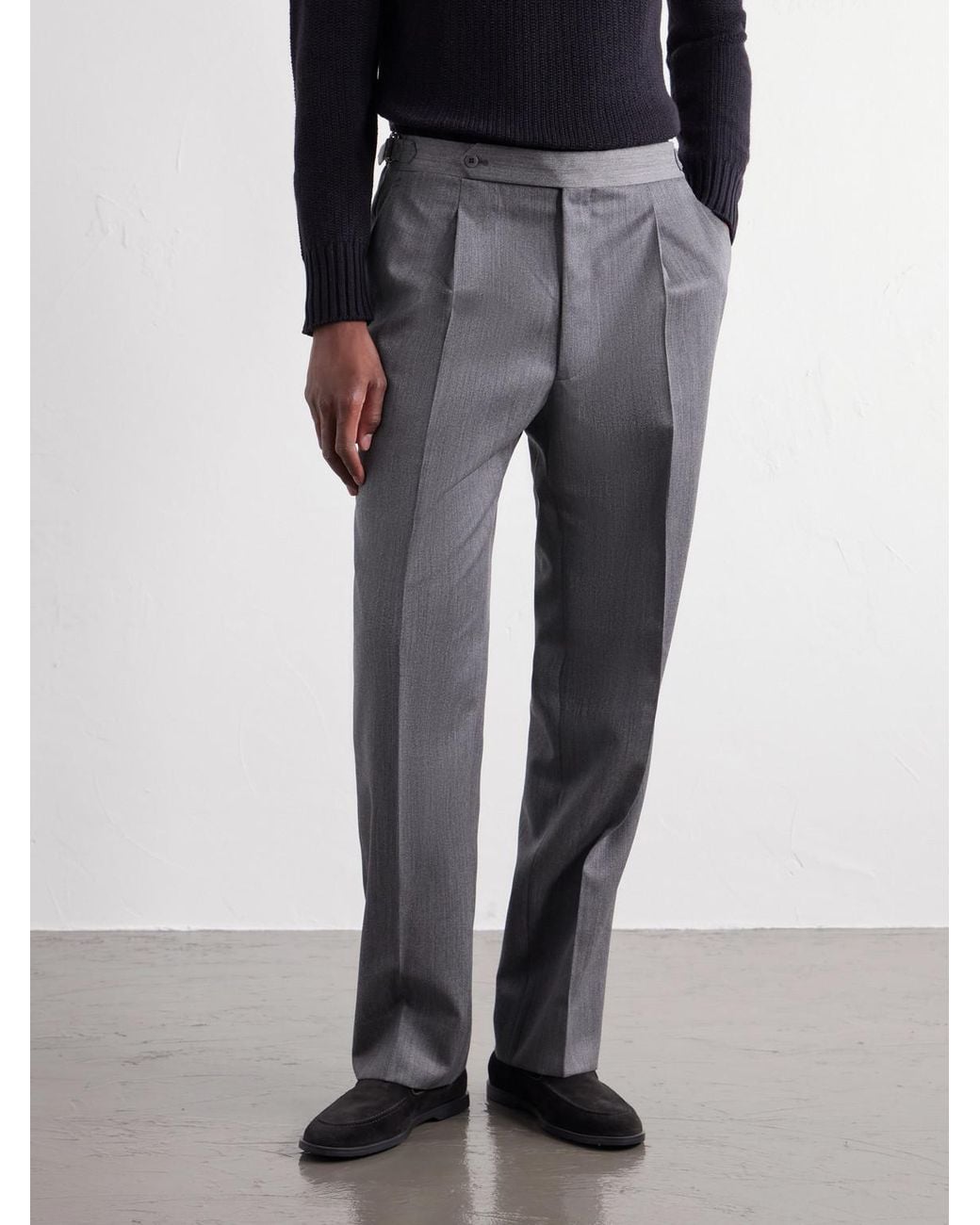 STÒFFA Gray Straight-Leg Wool-Twill Trousers for men