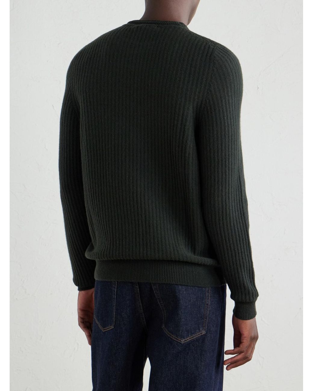 Inis Meáin Black Merino Wool And Cashmere-Blend Sweater for men
