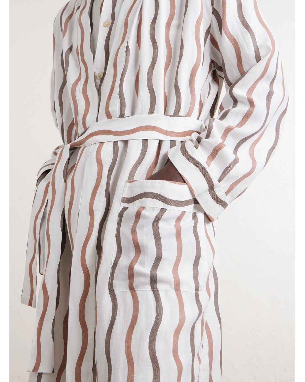 Frescobol Carioca White La Marzocco Striped Belted ® And Linen-blend Pyjamas for men