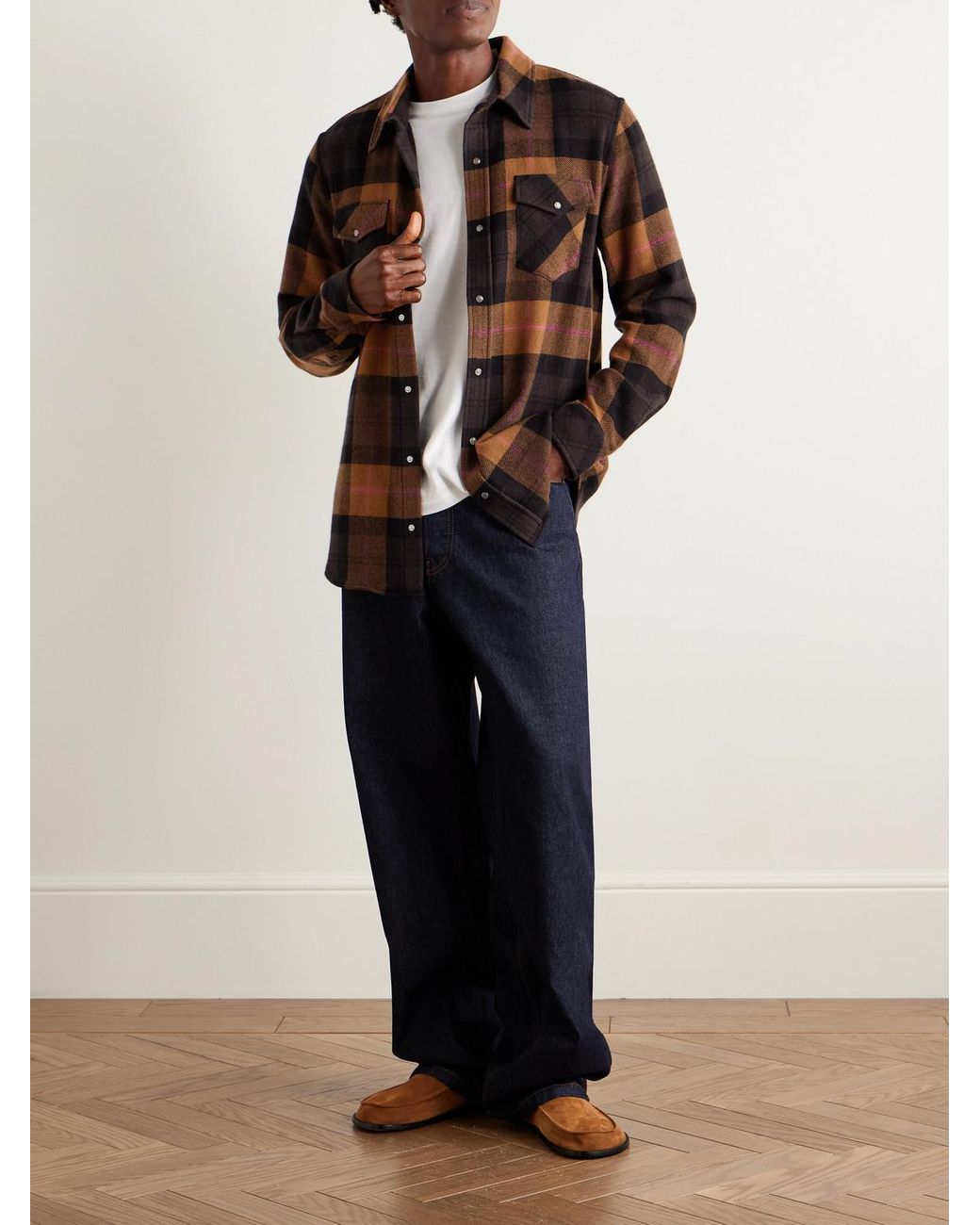 God's True Cashmere Black Checked Cashmere Shirt for men