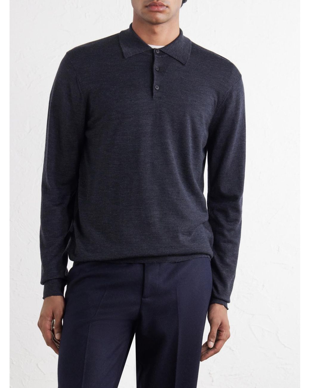 Sunspel Blue Merino Wool Sweater for men