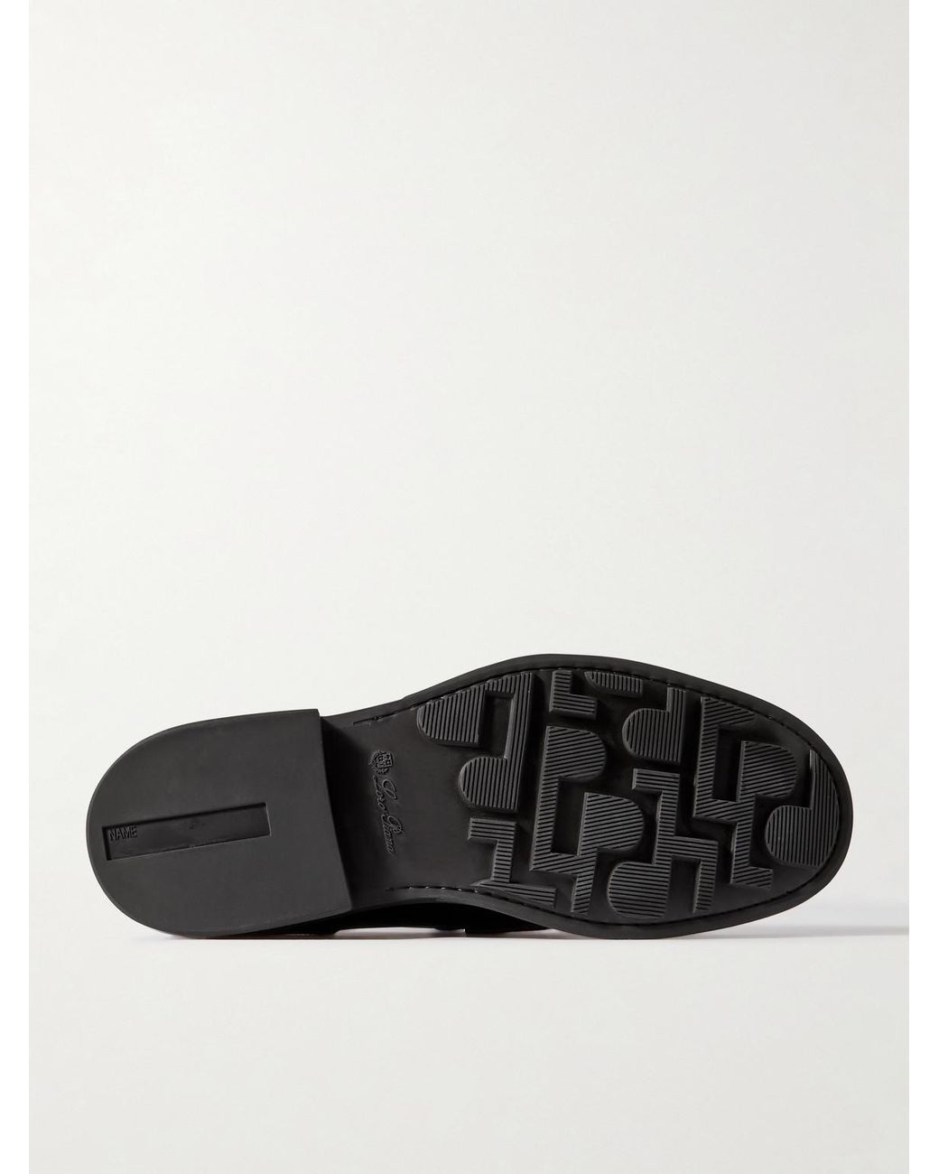 Loro Piana Black Travis Leather Penny Loafers for men