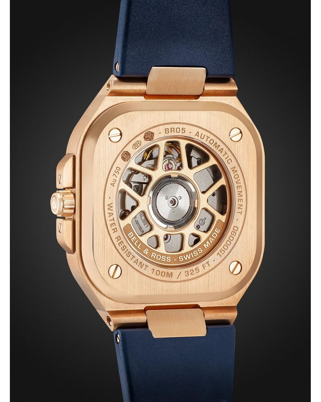 Bell & Ross Br 05 Blue Gold Automatic 18-karat Rose Gold Watch, Ref. Br05a-blu-pg/srb for men