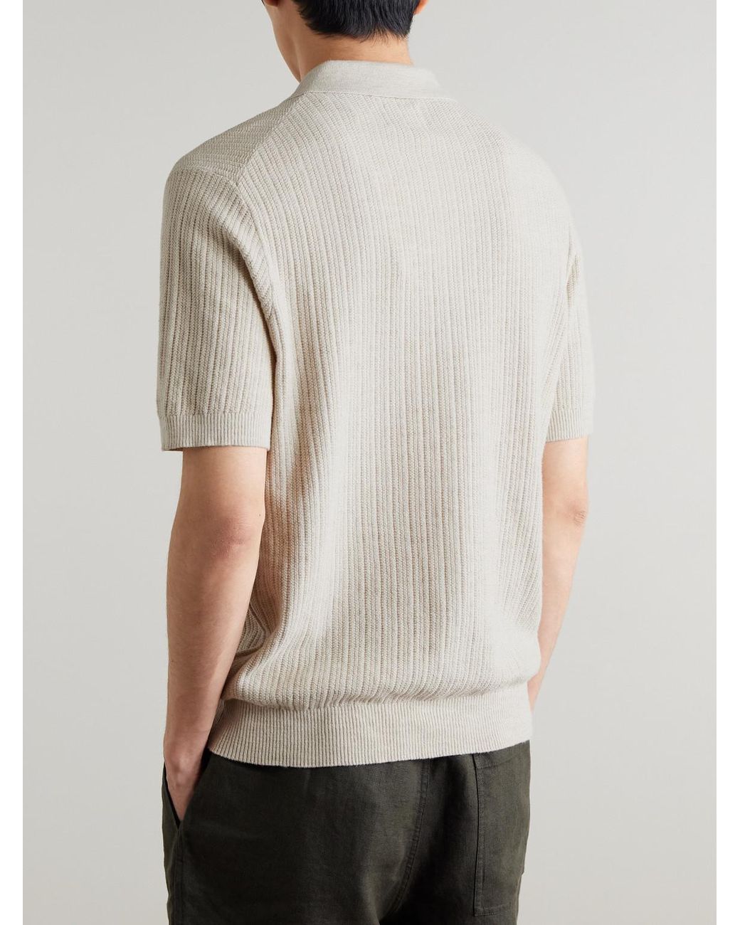 NN07 White Nolan 6695 Textured-Knit Organic Cotton Shirt for men