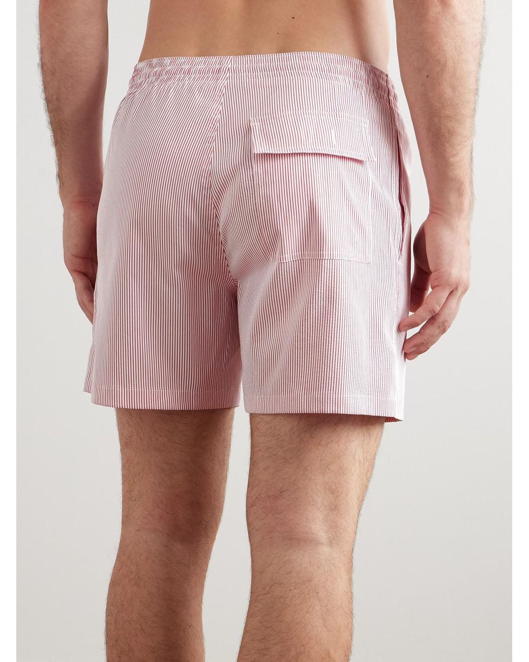 Loro Piana Pink Daneu Straight-Leg Mid-Length Striped Swim Shorts for men