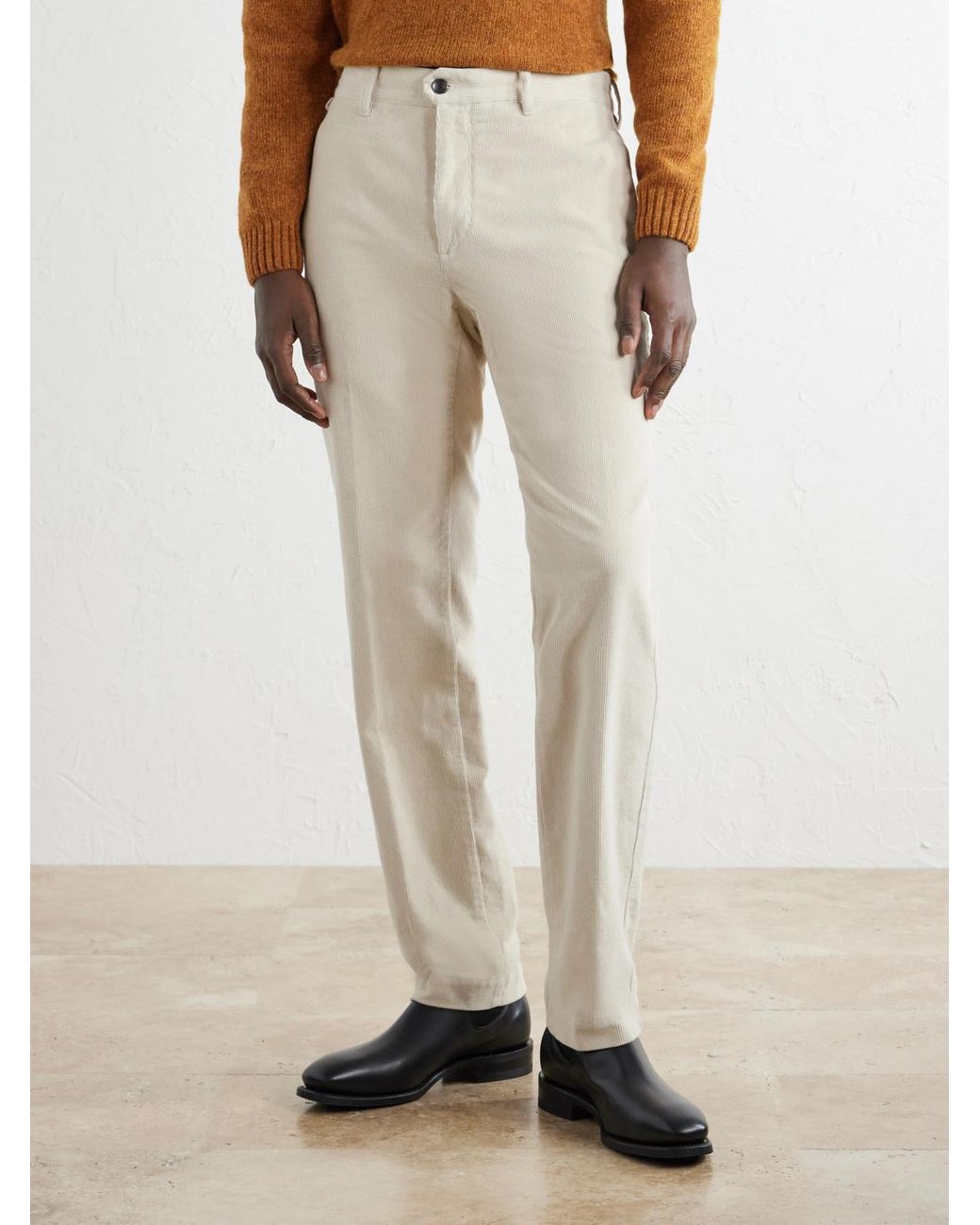 Slowear Natural Incotex Straight-Leg Cotton-Blend Corduroy Trousers for men