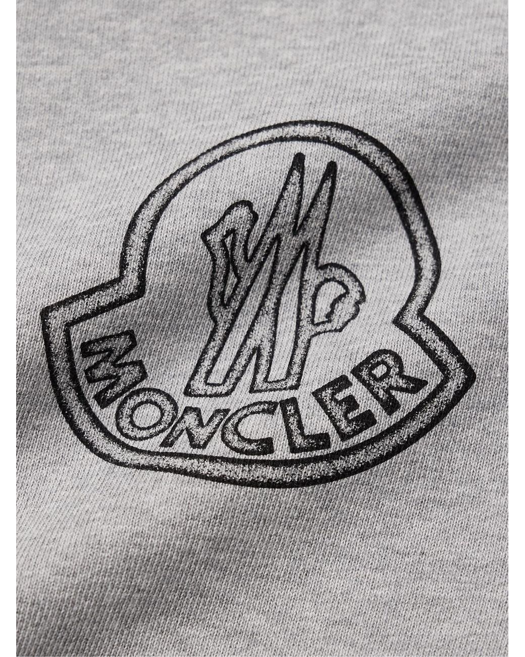 Moncler Gray Logo-Print Appliquéd Cotton-Jersey Sweatshirt for men