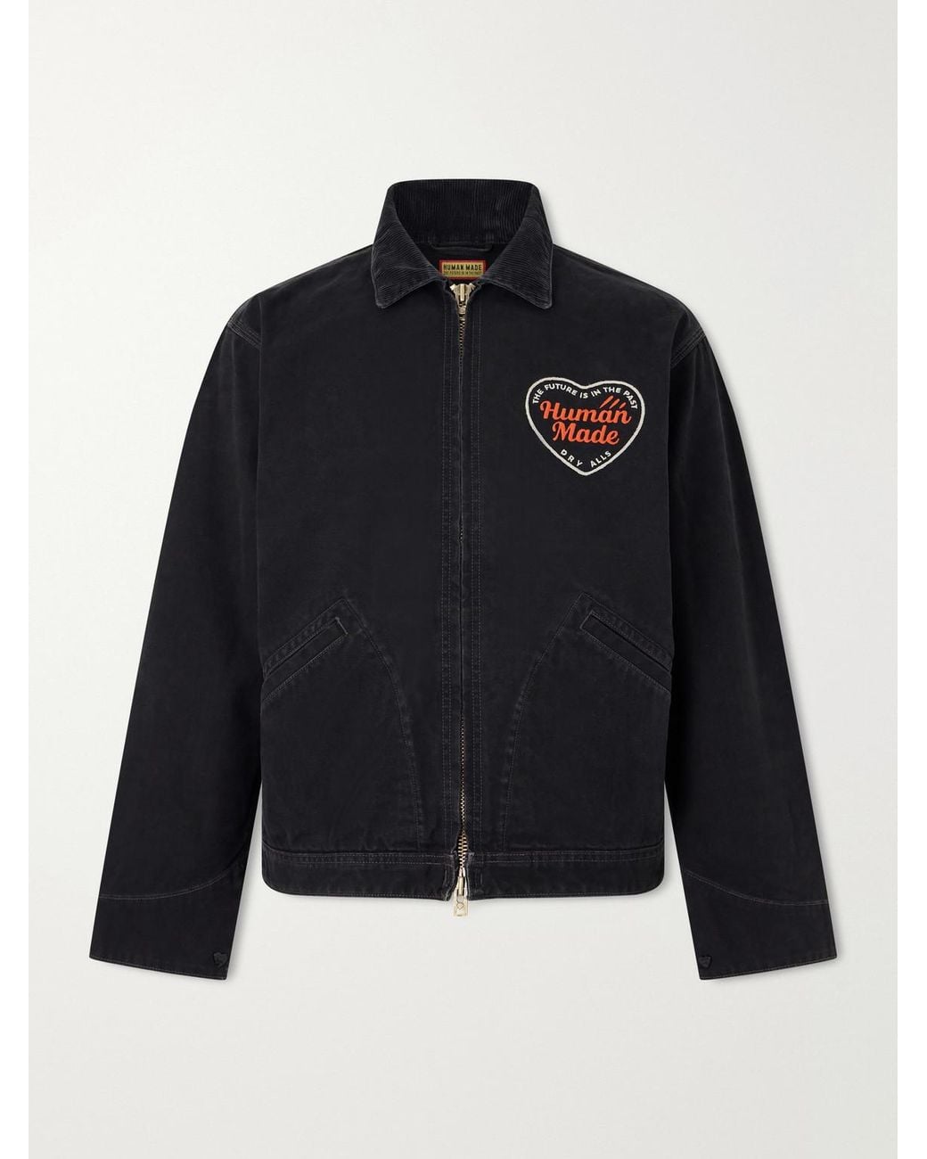 Human Made Blue Logo-Embroidered Corduroy-Trimmed Cotton-Twill Blouson Jacket for men