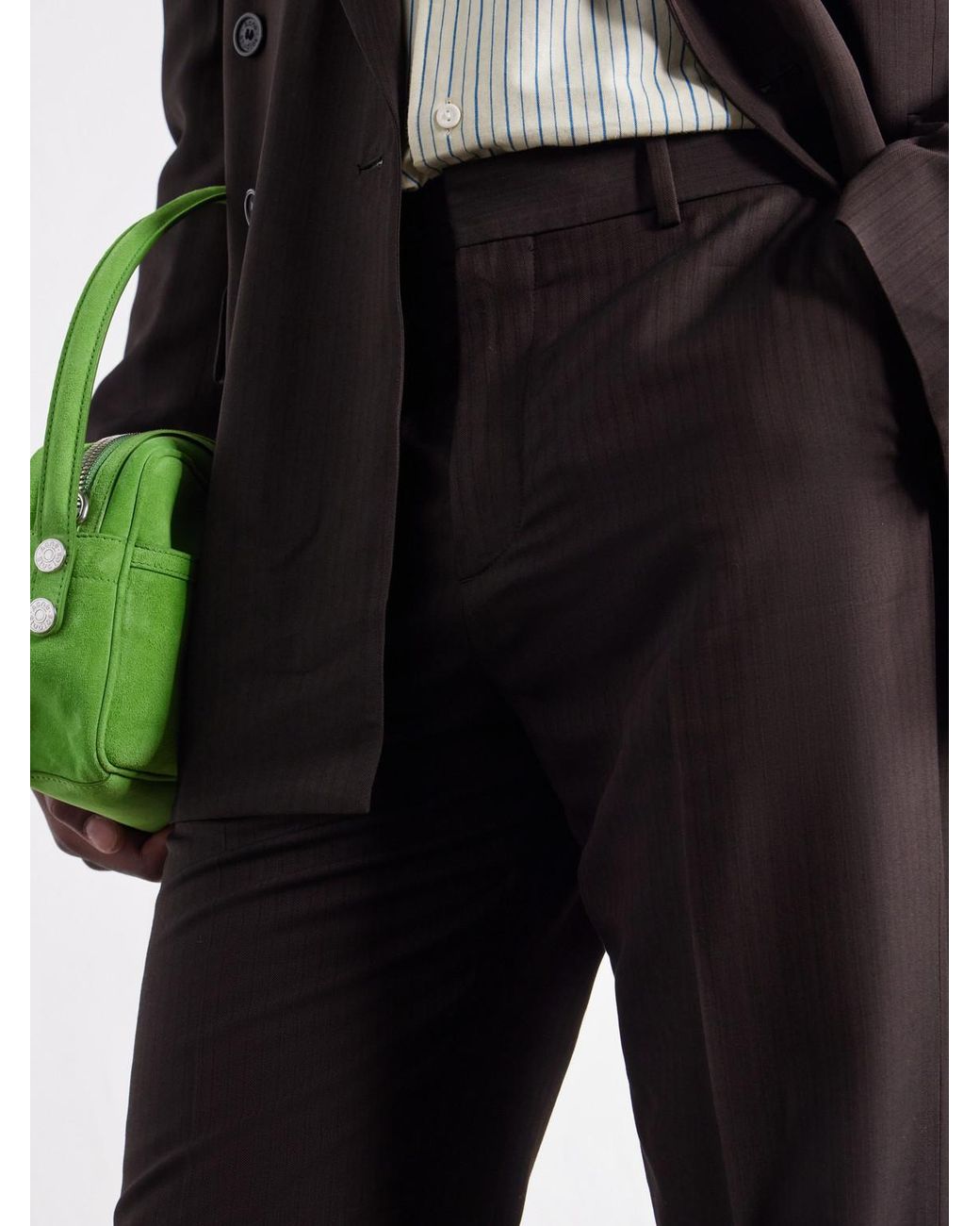 Acne Brown Straight-Leg Herringbone Trousers for men