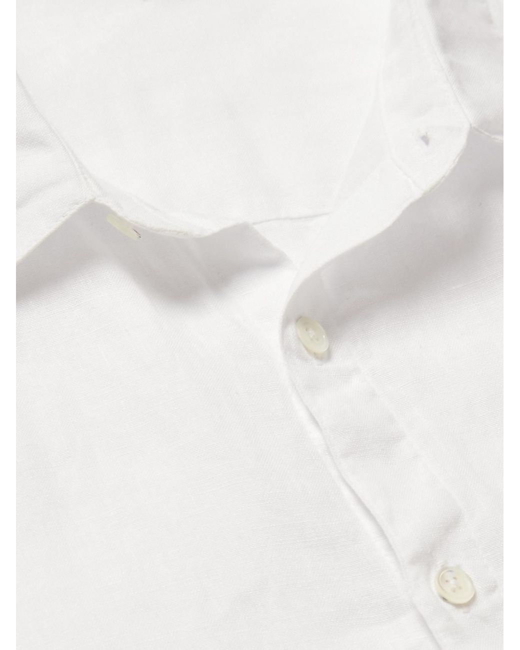 James Perse White Garment-Dyed Linen Shirt for men