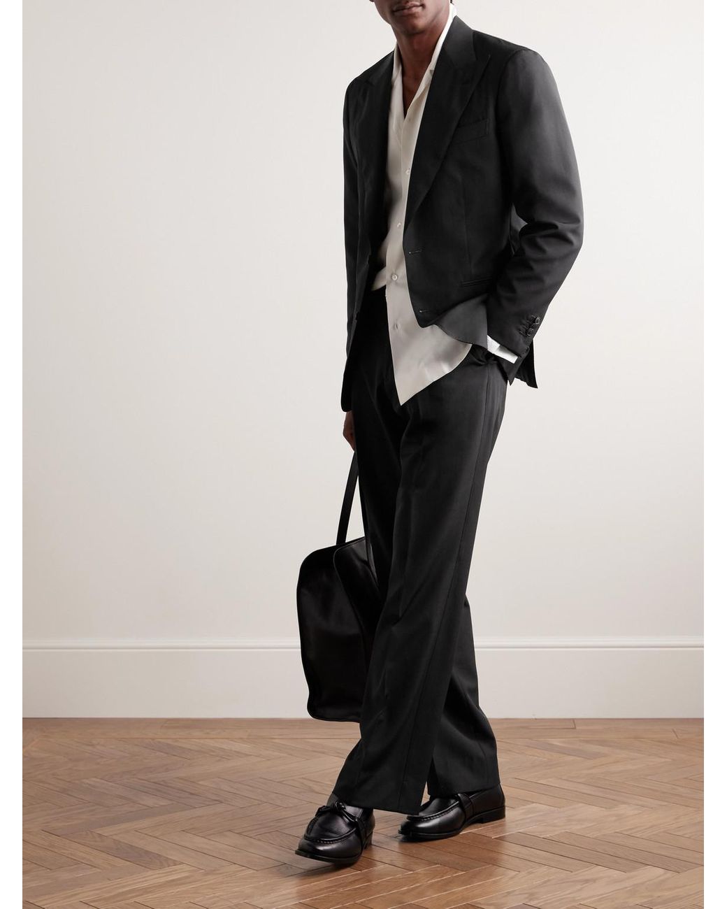 Saman Amel Black Slim-Fit Wool, Mohair And Linen-Blend Suit Jacket for men