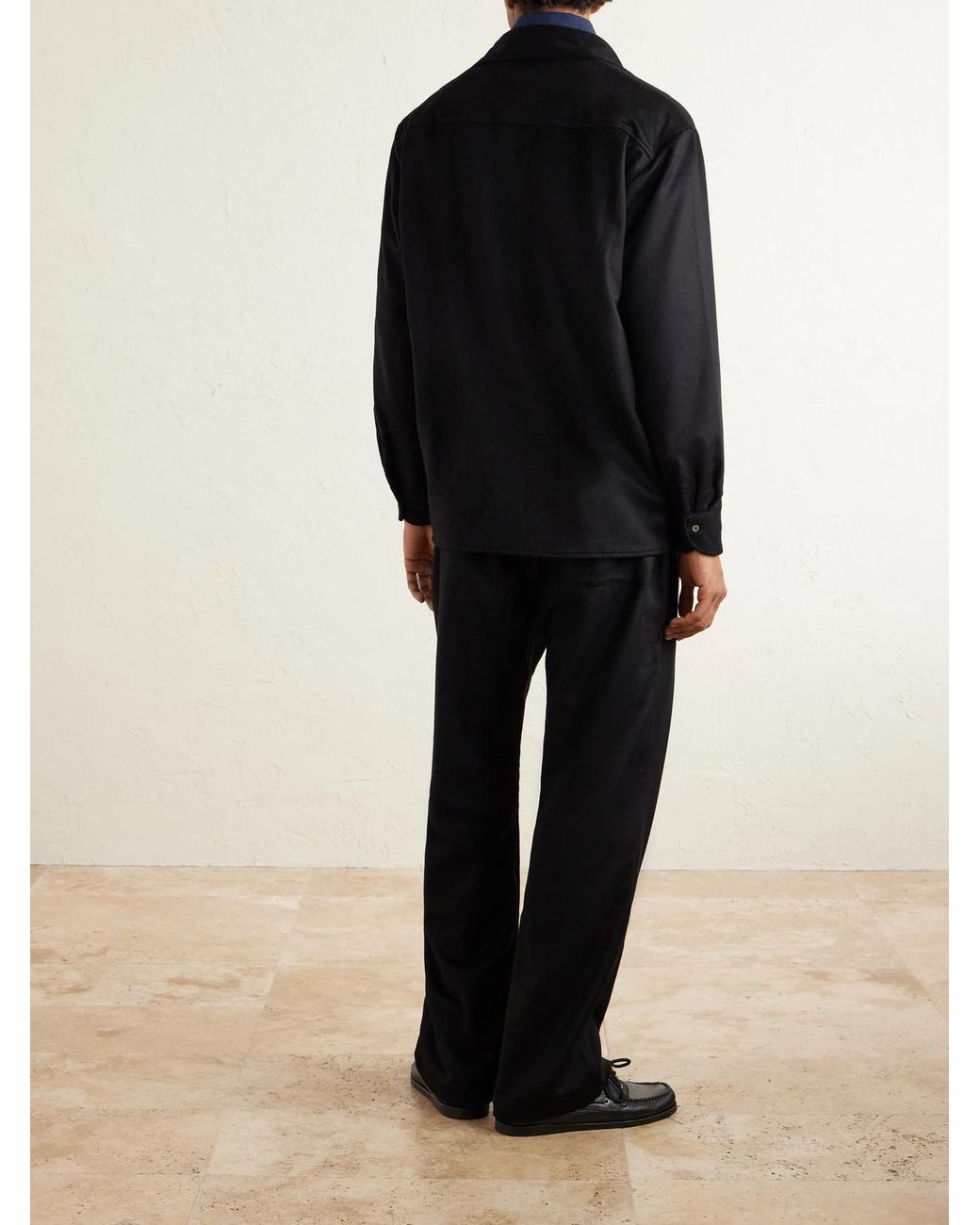 Saman Amel Blue Cashmere Shirt Jacket for men