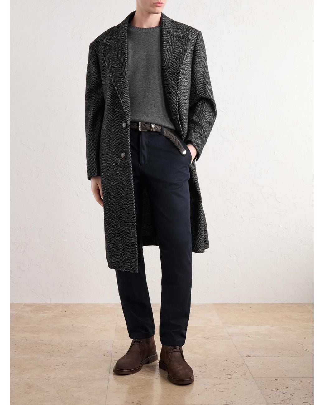 Brunello Cucinelli Gray Cashmere Sweater for men
