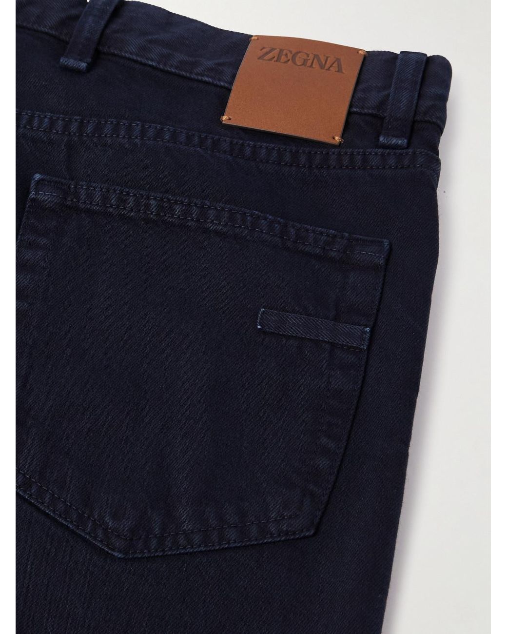 Zegna Blue Roccia Straight-leg Cotton Trousers for men
