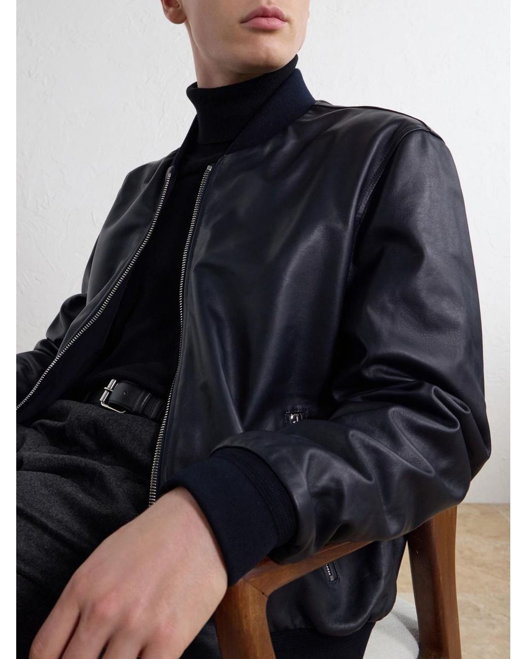 Mr P. Blue Reversible Leather Jacket for men
