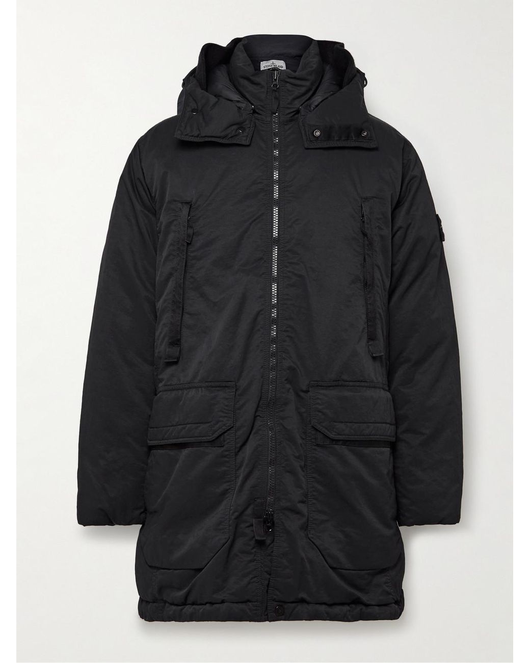 Stone Island Opaque Nylon-twill Hooded Down Jacket in Black for  
