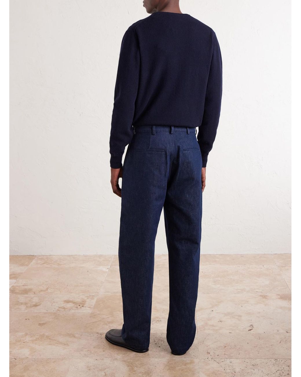 De Bonne Facture Blue Balloon Tapered Denim Trousers for men