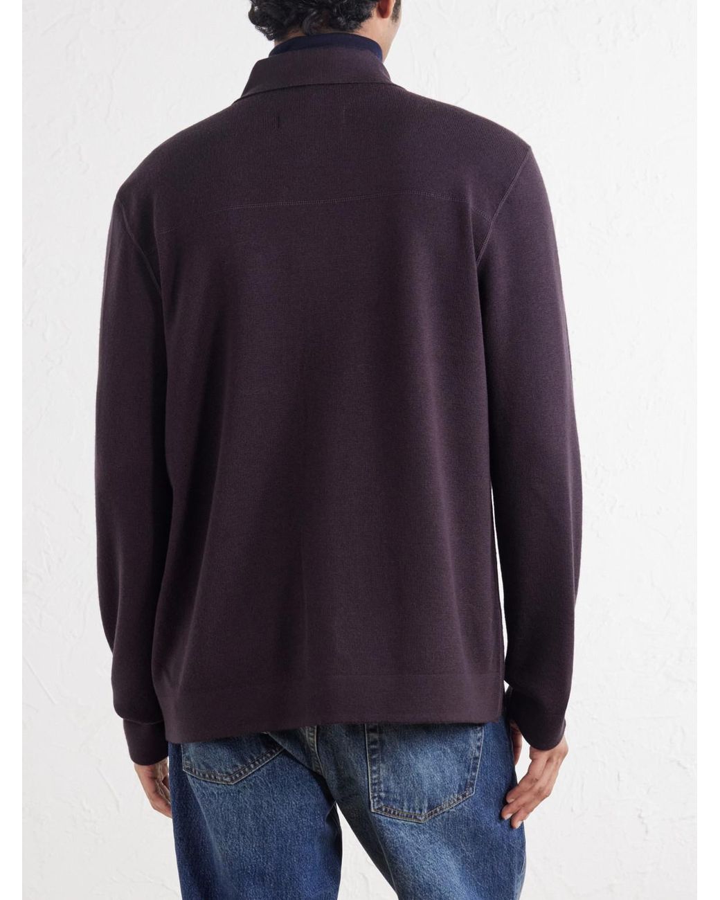 Orlebar Brown Purple Brigg Merino Wool Overshirt for men