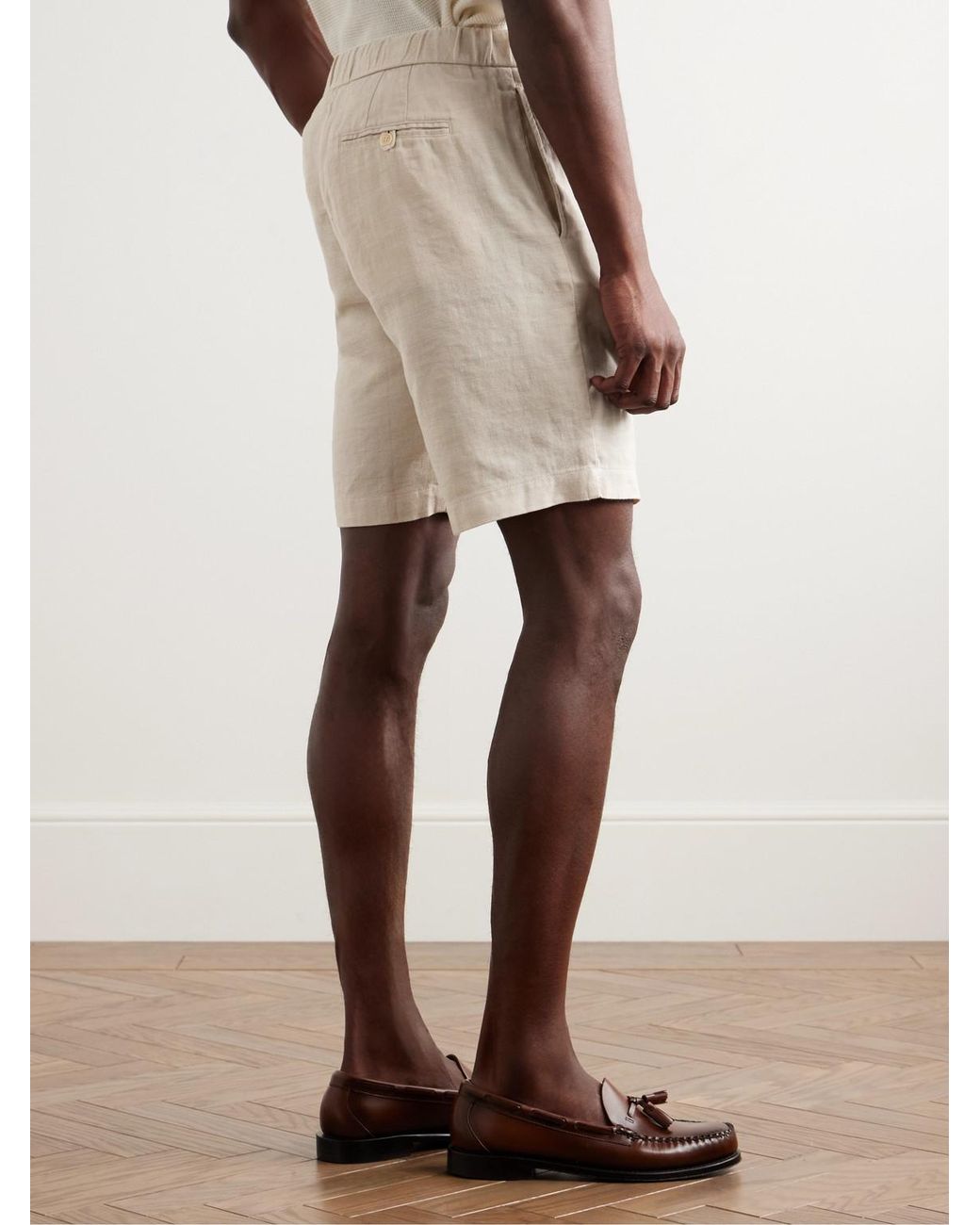 Frescobol Carioca Natural Felipe Straight-Leg Linen And Cotton-Blend Drawstring Shorts for men