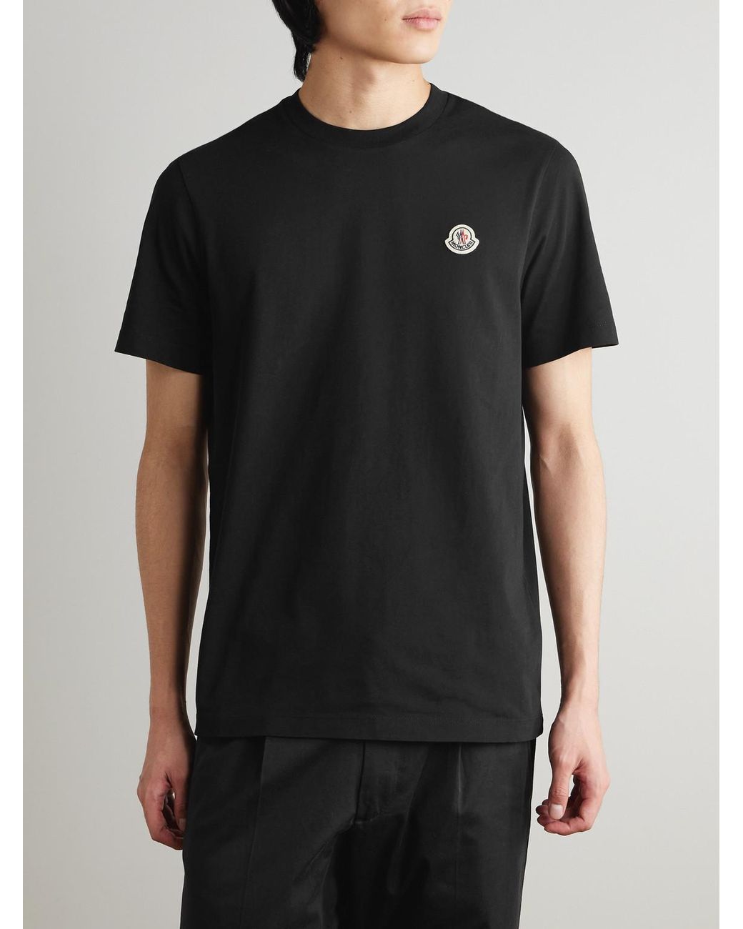 Moncler Black Three-Pack Logo-Appliquéd Cotton-Jersey T-Shirts for men