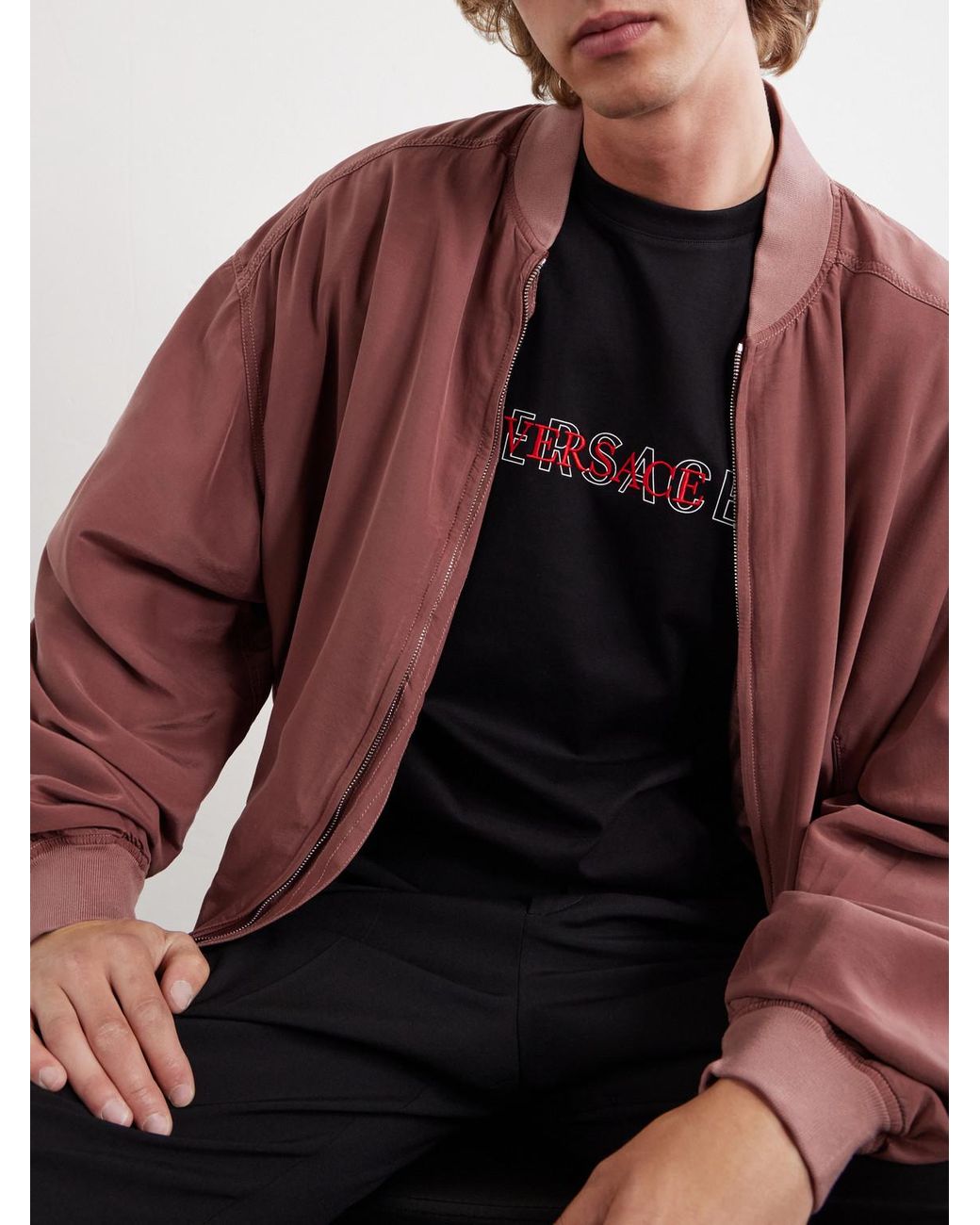 Versace Blue Logo-Detailed Cotton-Jersey T-Shirt for men