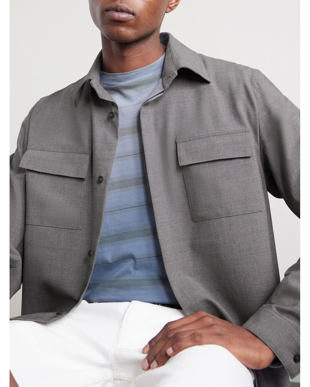 Herno Gray Wool-Blend Overshirt for men