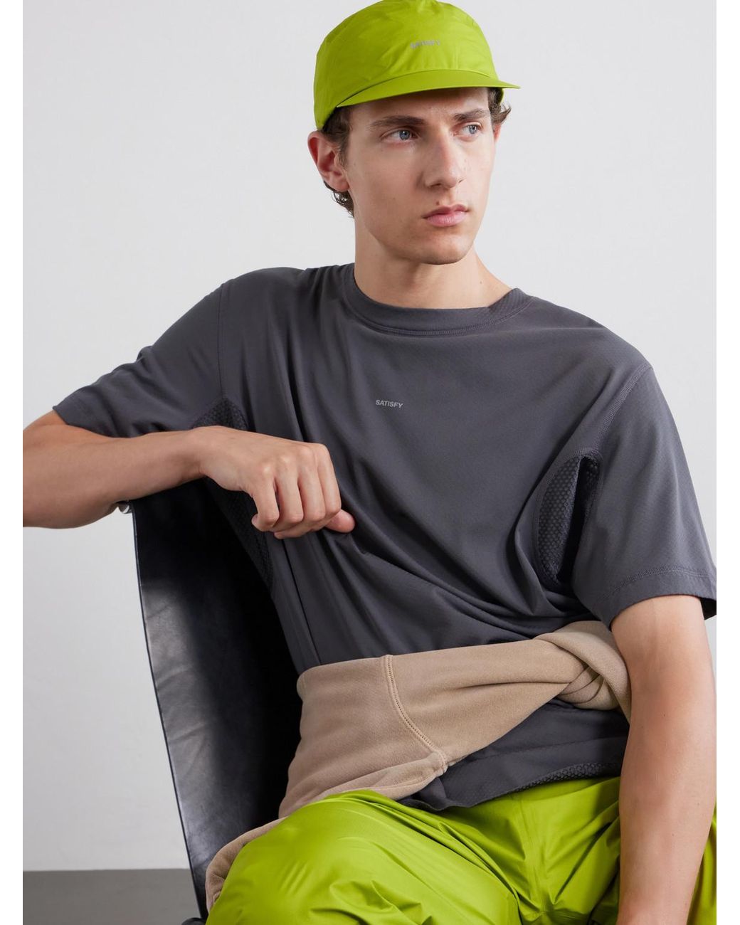 Satisfy Yellow Logo-Print Pertex Shield Air Ripstop Running Cap for men