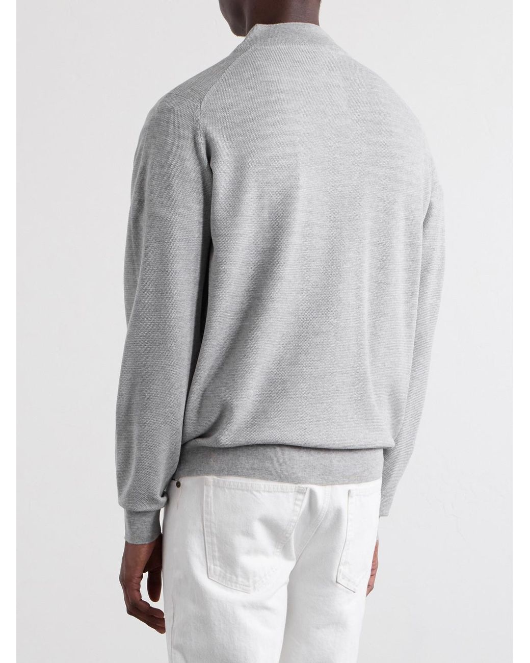 John Smedley White 16.Singular Merino Wool Zip-Up Cardigan for men