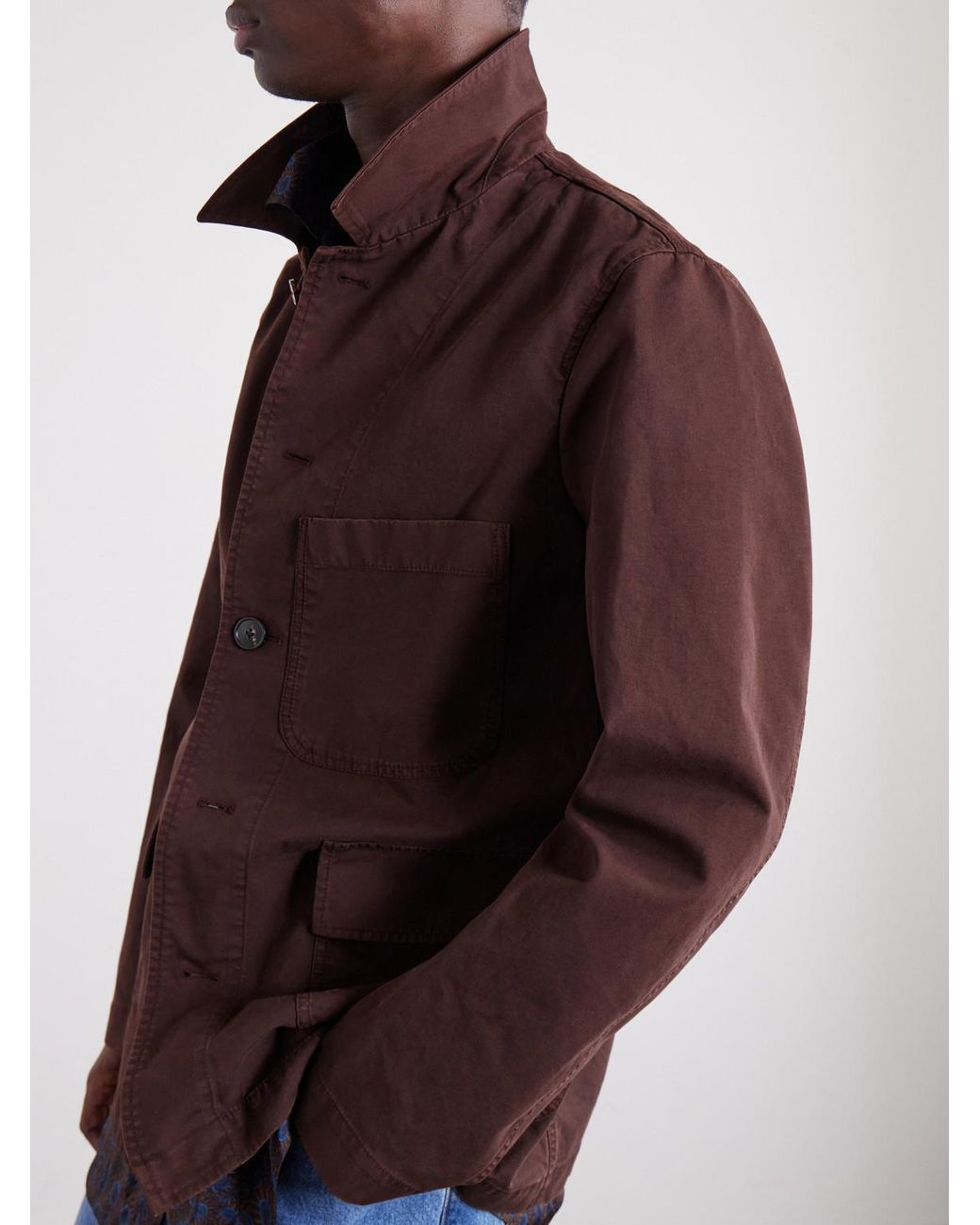 Dries Van Noten Brown Braxton Garment-Dyed Cotton Jacket for men