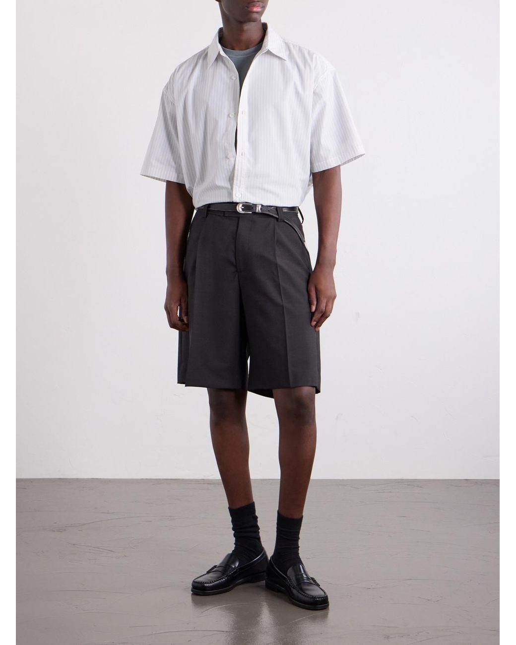 (w)taps White Logo-Appliquéd Striped Poplin Shirt for men