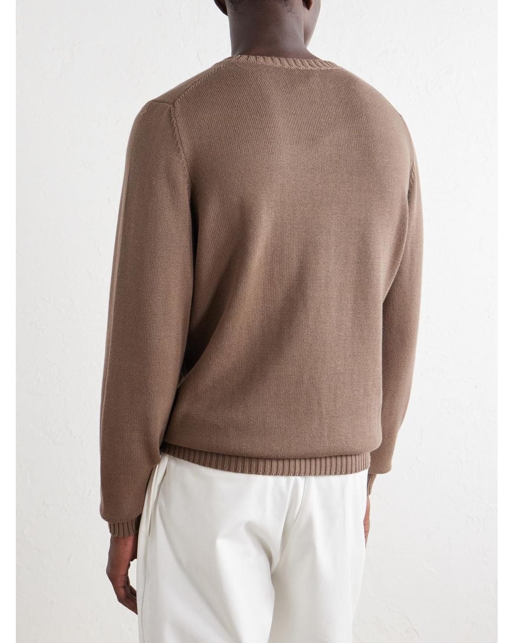 Ghiaia Brown Cotton Sweater for men