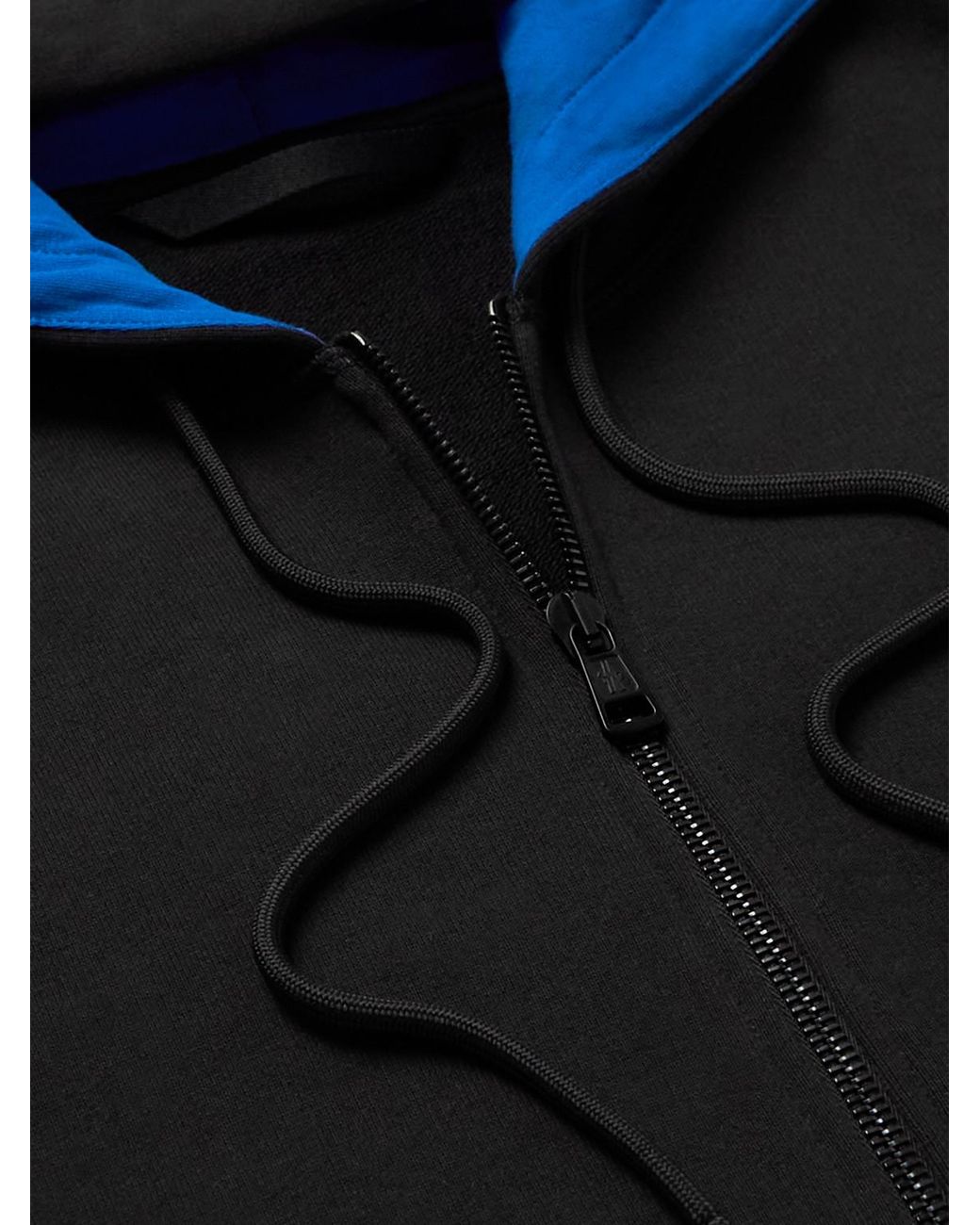 Moncler Blue Logo-Appliquéd Cotton-Jersey Zip-Up Hoodie for men