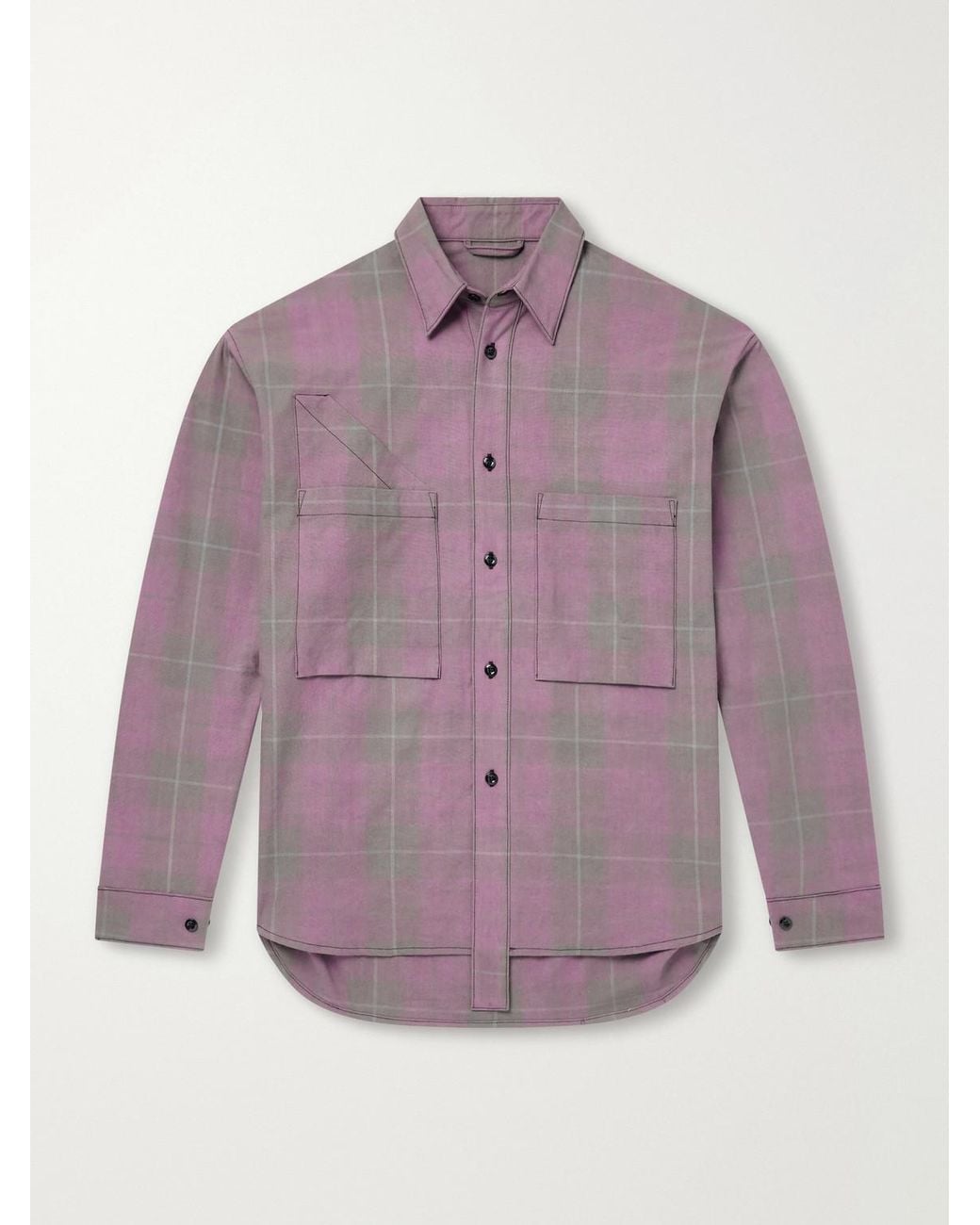 Monitaly Purple Double Pocket Checked Cotton Shirt for men