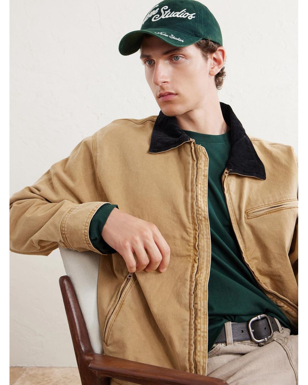 Acne Green Carliy Venice Logo-Embroidered Cotton Cap for men
