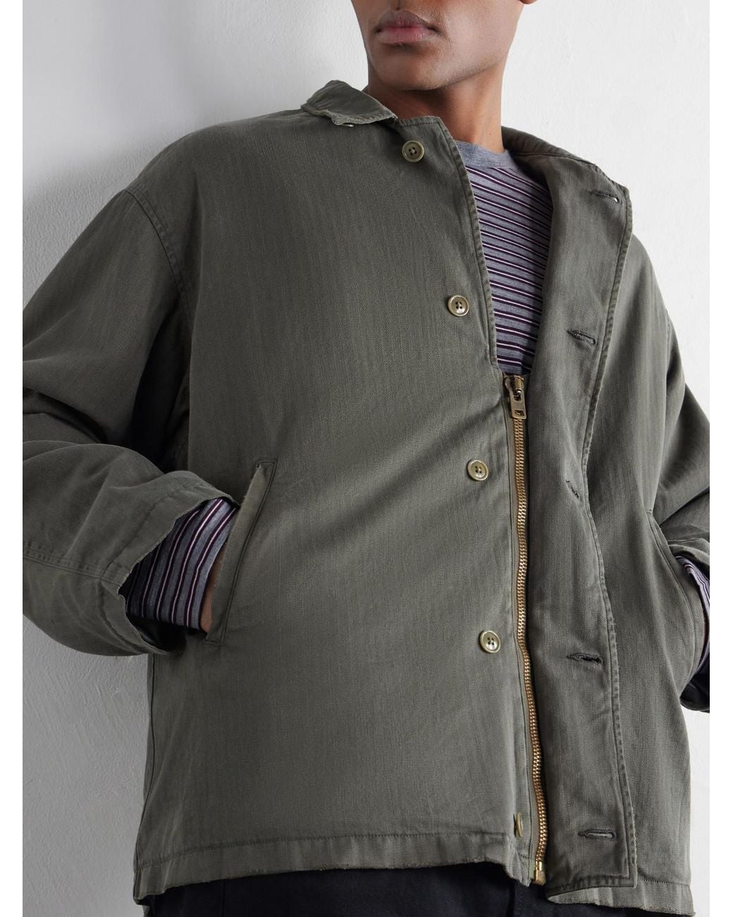 A.PRESSE Green Us N-4 Deck Cotton-Herringbone Jacket for men