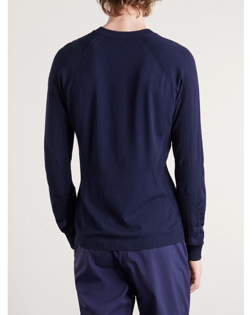 Moncler Blue Logo-Appliquéd Crepe Sweater for men