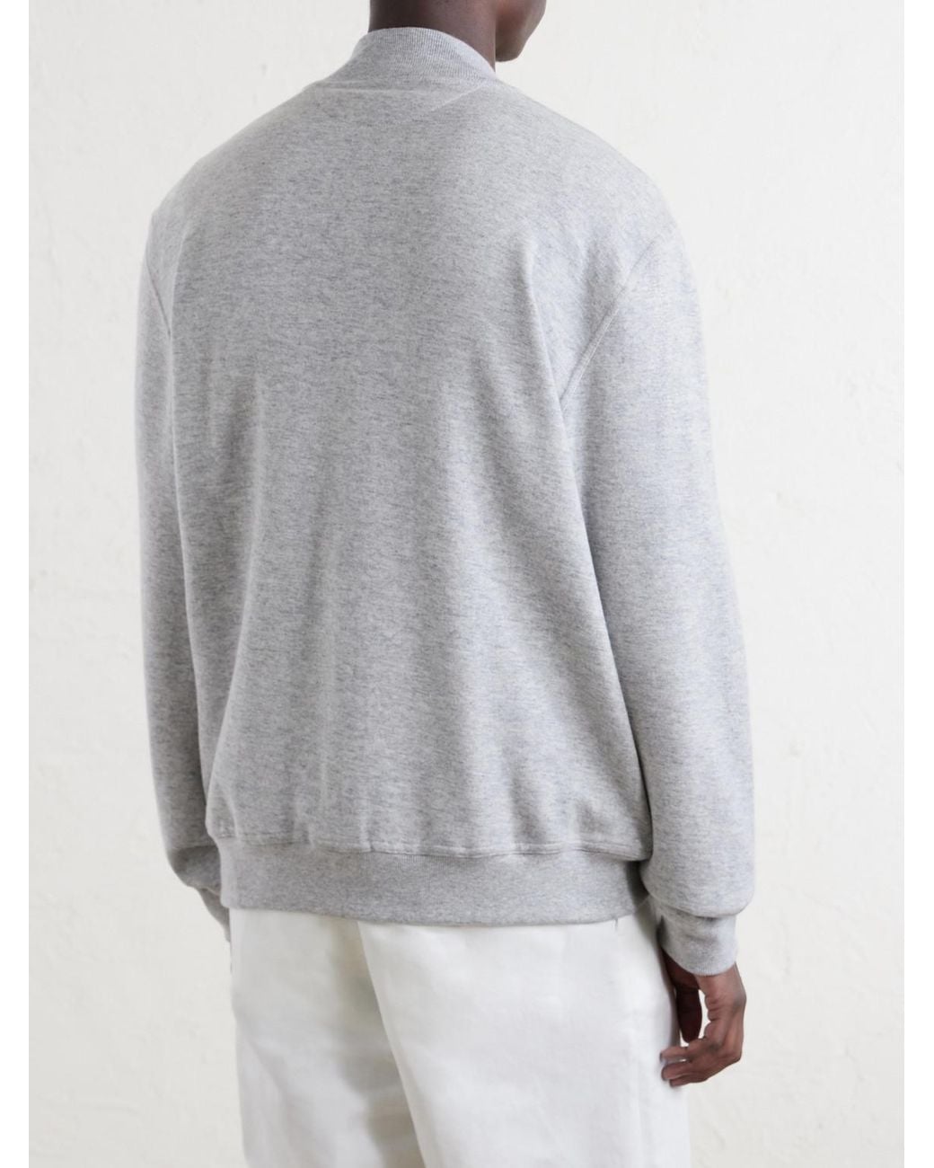 Brunello Cucinelli White Cashmere-Blend Zip-Up Sweater for men
