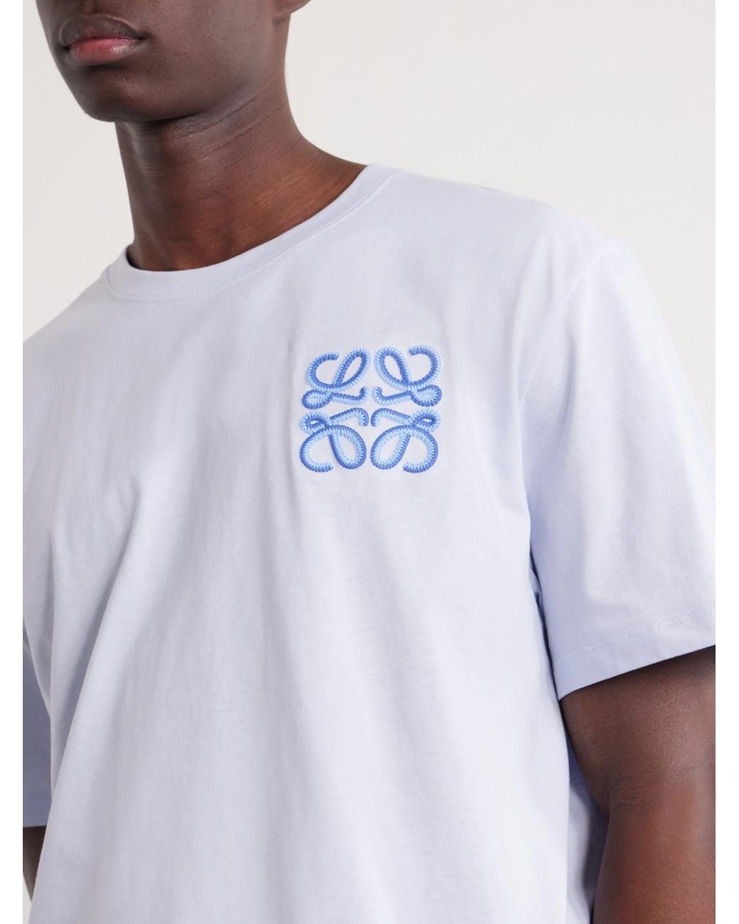 Loewe White Paula's Ibiza Logo-embroidered Cotton T-shirt for men