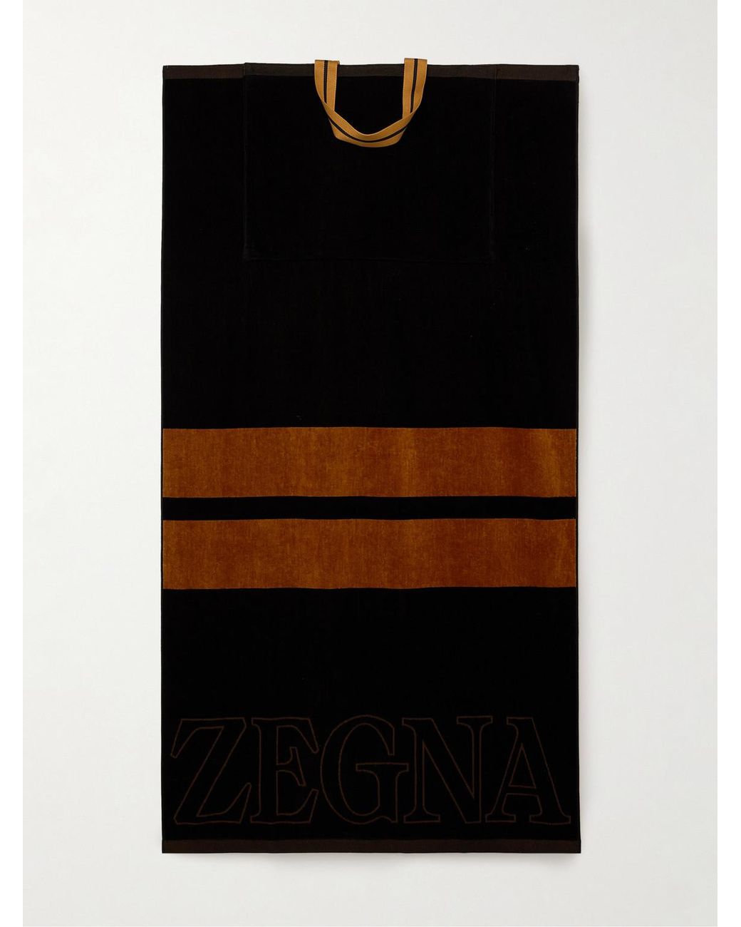Zegna Black Logo-Embroidered Cotton-Terry Beach Towel Tote Bag for men