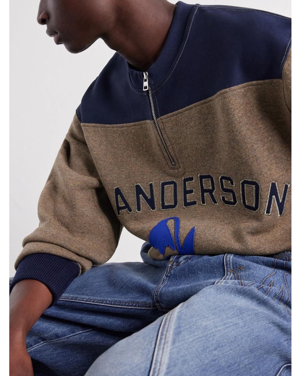 J.W. Anderson Blue Logo-Embroidered Wool-Blend Jersey Sweatshirt for men