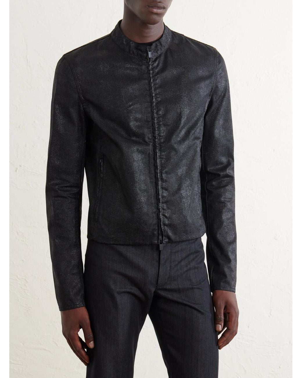 Gucci Black Snake-Effect Cotton-Blend Jacket for men